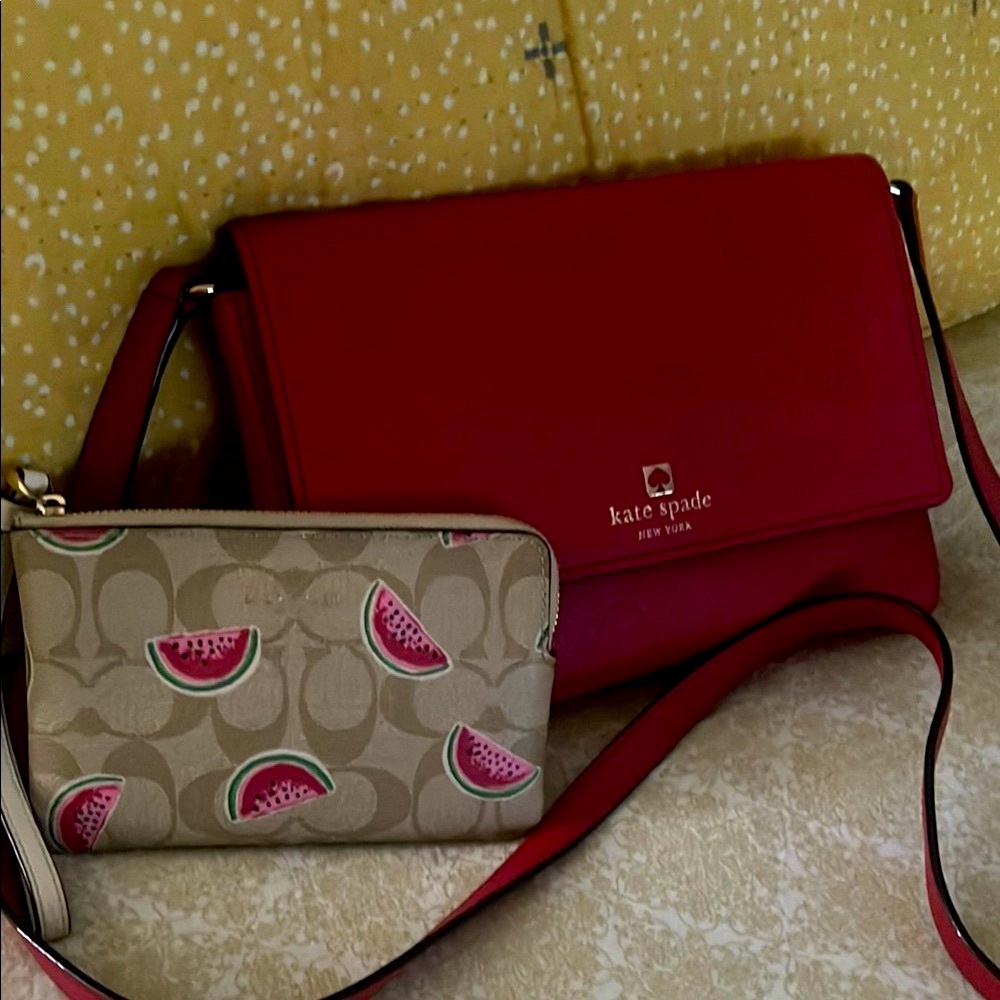Kate Spade apple Red purse & coach Cream watermelon wallet